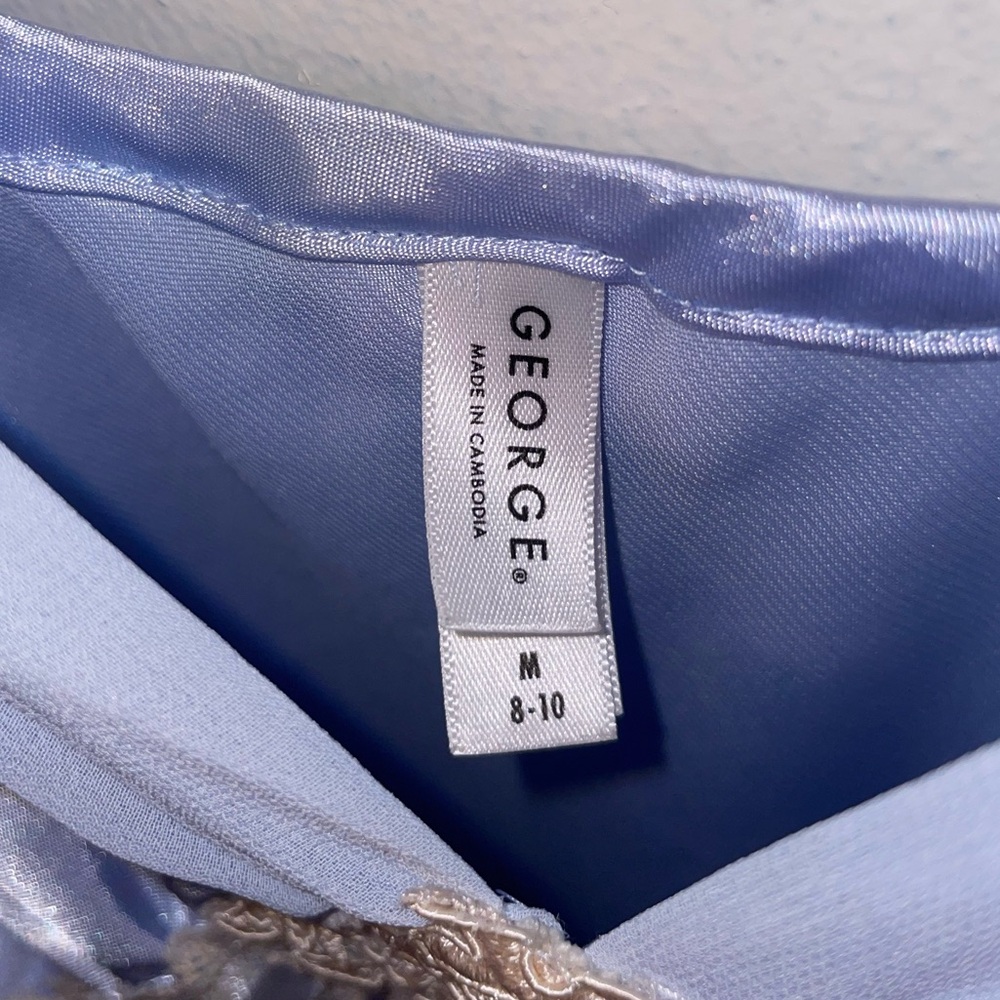 GEORGE BABY BLUE Y2K SILK SLIP DRESS - Picture 3 of 6